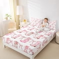 thumbnail image 4 of Homewish Cute Bowtie Ribbon Bed Sheets,Pink Cowgirl Boots King Sheets,Cartoon Bow Knot Sheet Set For Girls Teens,Microfiber Bedroom Decor,4pcs, 4 of 7