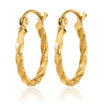 thumbnail image 3 of 10K Solid Yellow Gold Twisted Round Small Hoop Earrings, 3 of 9