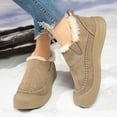 thumbnail image 2 of Rokment Womens Winter Snow Boots with Fleece Lined Wide Width Cold Weather Fashion Warm Suede Fuzzy Slip on Platform Flat Low Heel Ankle Booties Khaki Size 6.5, 2 of 7