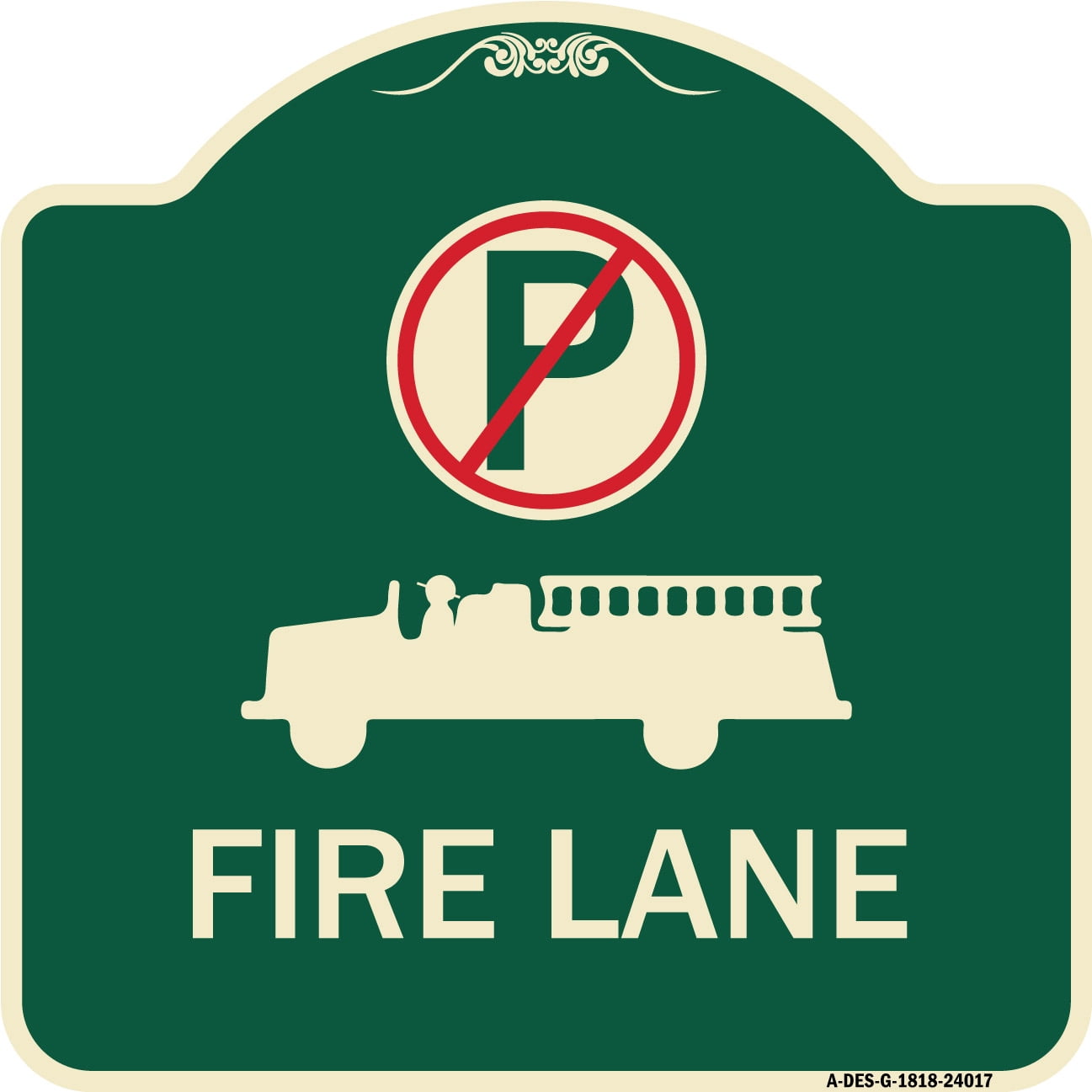 SignMission Designer Series Sign - Fire Lane (With No Parking Symbol ...