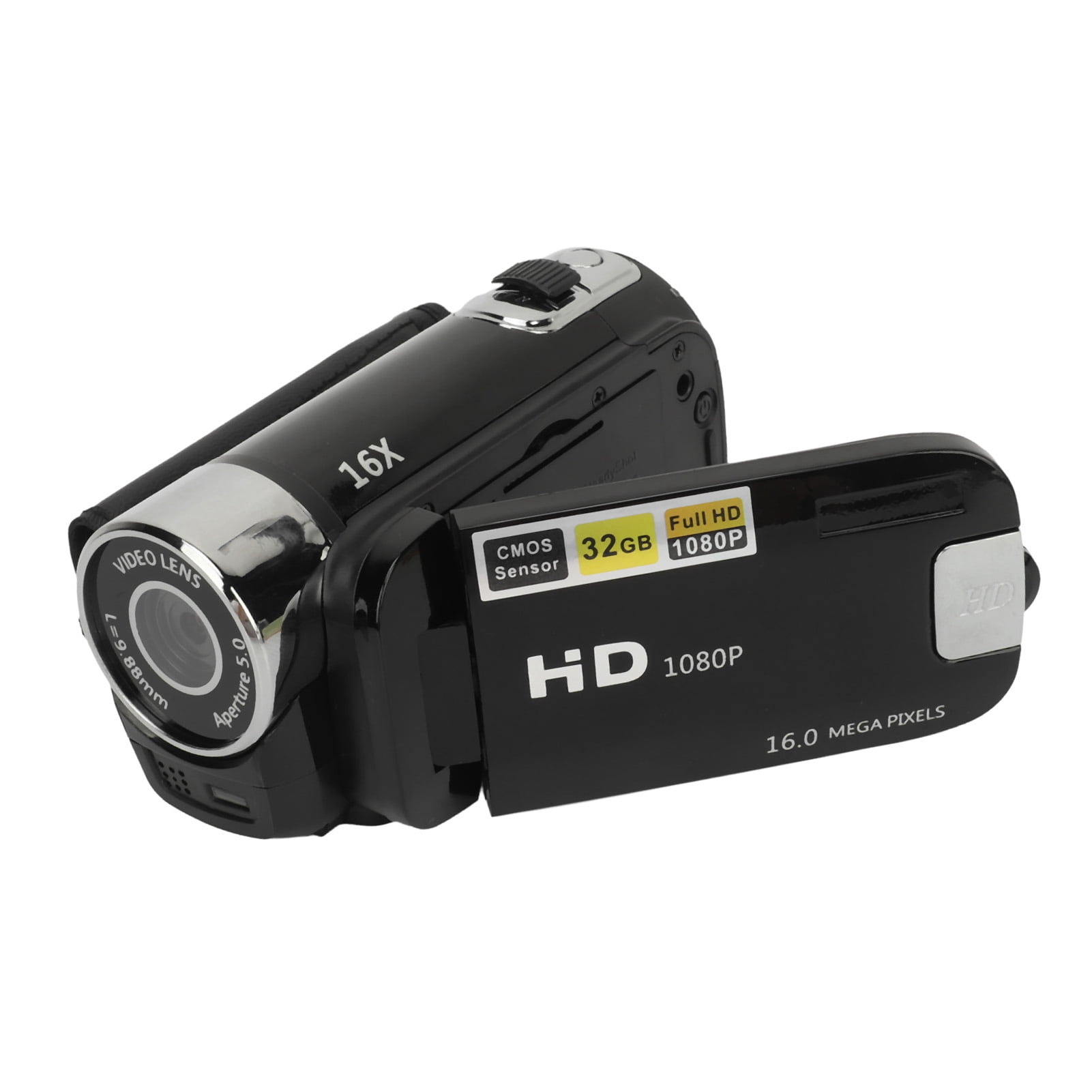 Digital Camera,Digital Camera 2.4 Inch Rotatable Screen Camcorder 16X Zoom HD Video Recorder with Fill Light, Anti Shake,Portable Video Recorder for Boys Girls D90 1080P 16MP (Black)