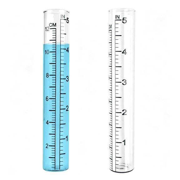 TUWAFE 2Pcs 5"Capacity Rain Gauge Glass Replacement Tube for Yard Garden Outdoor Home