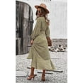 thumbnail image 5 of Women's Long Sleeve Vintage Wrap Dress Floral Print V-Neck Maxi Dresses with Belt, 5 of 7