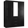 thumbnail image 3 of 100% Solid Wood Cosmo 3-Door Wardrobe with Mirrored Door, 3 of 5