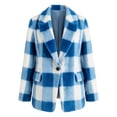 thumbnail image 3 of cocolona Womens Classic Plaid Jacket Fleece Lined Long Sleeve Lapel Overcoat Fall Winter Warm Trendy Outerwear, 3 of 7