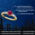 thumbnail image 2 of Gem Stone King 10K Yellow Gold Red Created Ruby and Lab Grown Diamond Engagement Ring for Women | 1.30 Cttw | Round 6MM | Gemstone July Birthstone | Size 6, 2 of 6