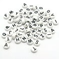 thumbnail image 3 of U8MO 250 Black in white Acrylic Alphabet Letter Coin Beads 4X7mm Pick Your Letter-P, 3 of 9