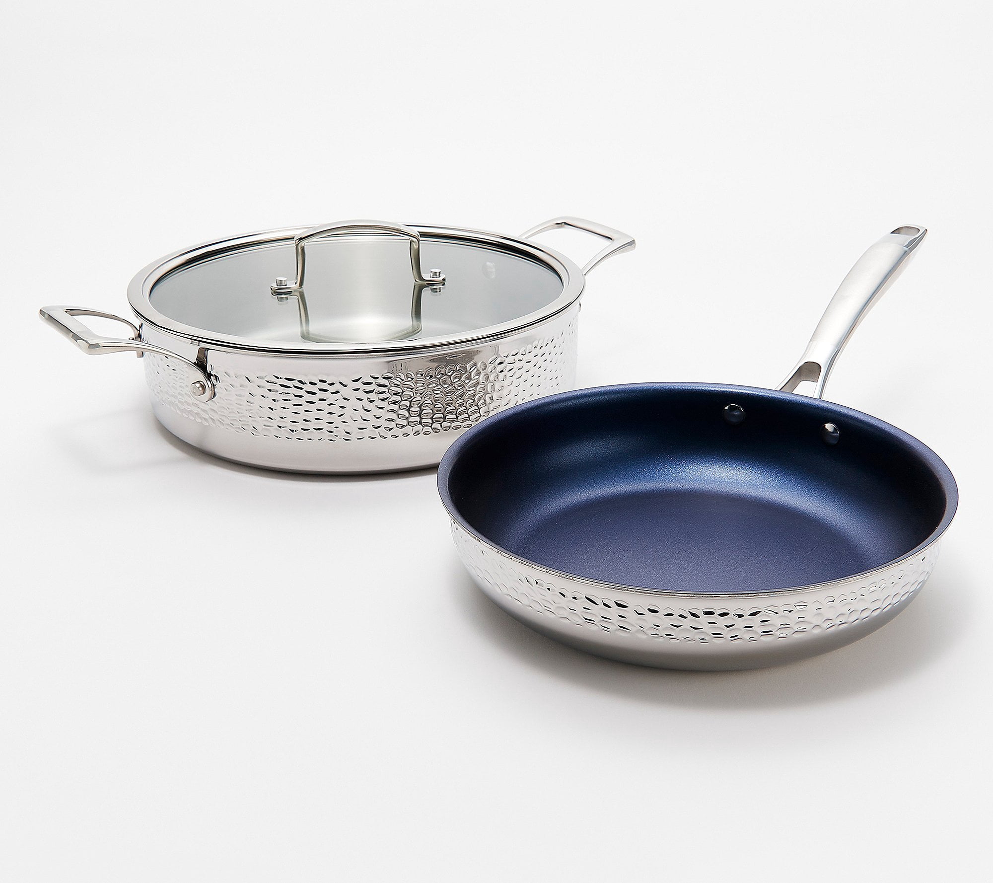 Blue Jean Chef 3Pc Hammered TriPly Stainless Steel Cookware Set Used
