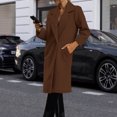 thumbnail image 4 of Women's Winter Medium Length Woolen Coat Solid Color Long Sleeve Casual​​, 4 of 7