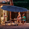 thumbnail image 4 of Gymax 15Ft Solar LED Patio Outdoor Double-Sided Umbrella w/ 48 Lights Crank Navy, 4 of 10