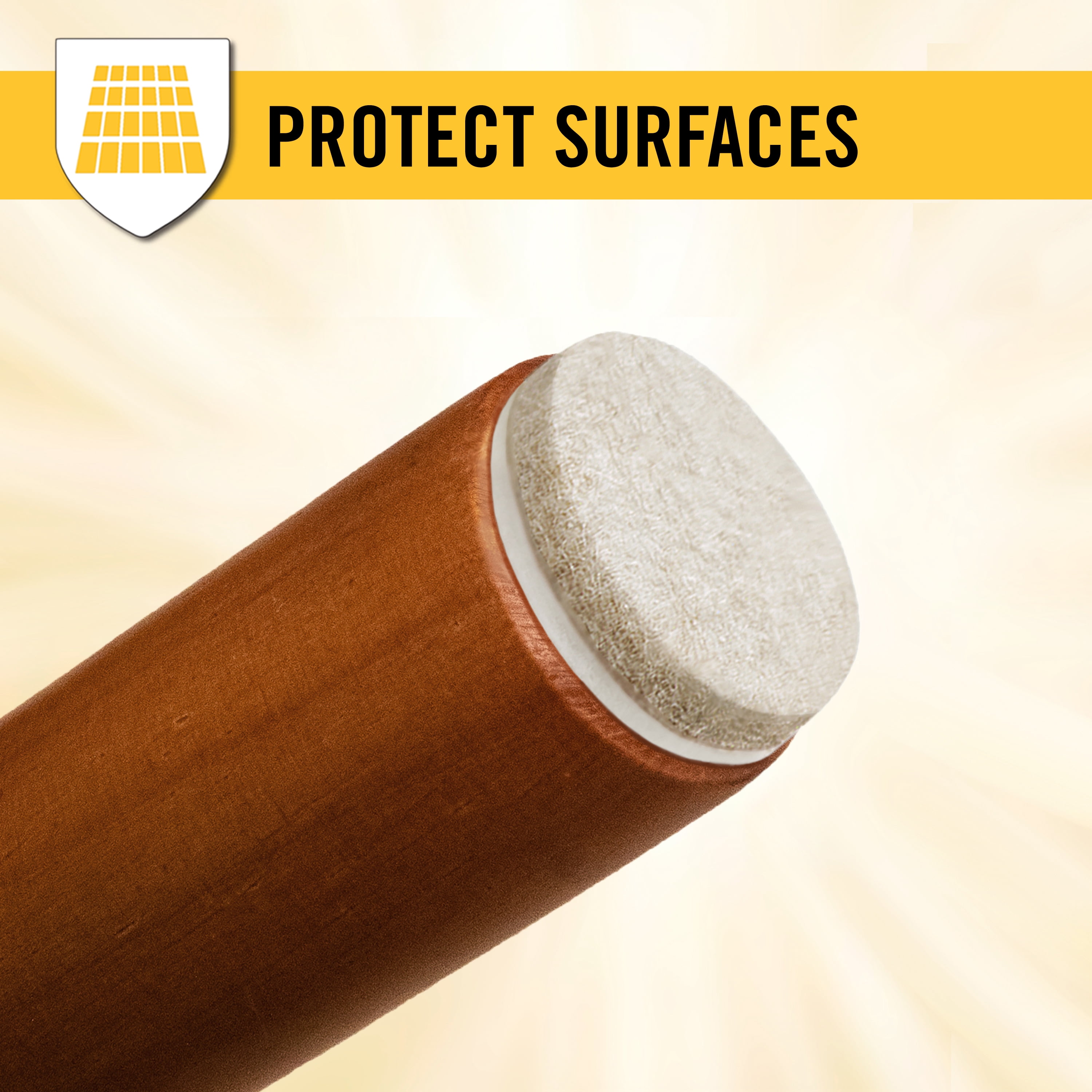 Super Sliders 3 inch Round Self-Stick Felt Furniture Pads, Beige, 4 Pack