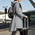 thumbnail image 4 of FRSASU Women's Long Hooded Trench Coat Lightweight Windproof Water Resistant Side Split Jacket Outdoor Travel Casual Outerwear Gray, 4 of 9