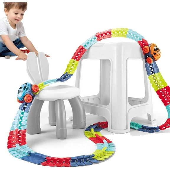 Anti Gravity Race Track with Car, 360° Electric Climbing Car Race Track with Multicolor Glow in The Dark Lights, Flexible Gravity Defying Race Car Track Set