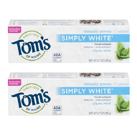 (2 Pack) Tom's of Maine Simply White Toothpaste Clean Mint - 4.7
