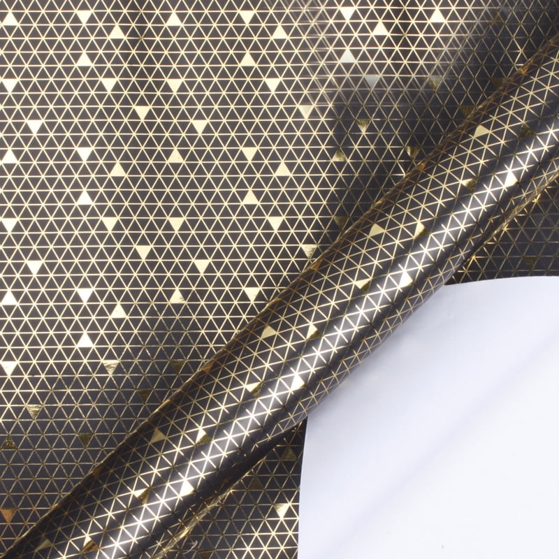 LaRibbons Foil Triangles Wrapping Paper Black/Gold 30" x 10' Roll