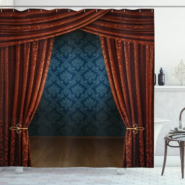 Ambesonne Victorian Shower Curtain, Classic Stage Theater, 69"Wx70"L, Burgundy Multicolor