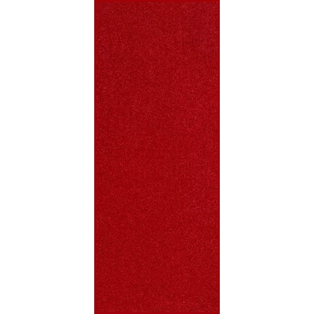 Home Queen Solid Beige Color Custom Size Runner Area Rugs Red - 2' x 12'
