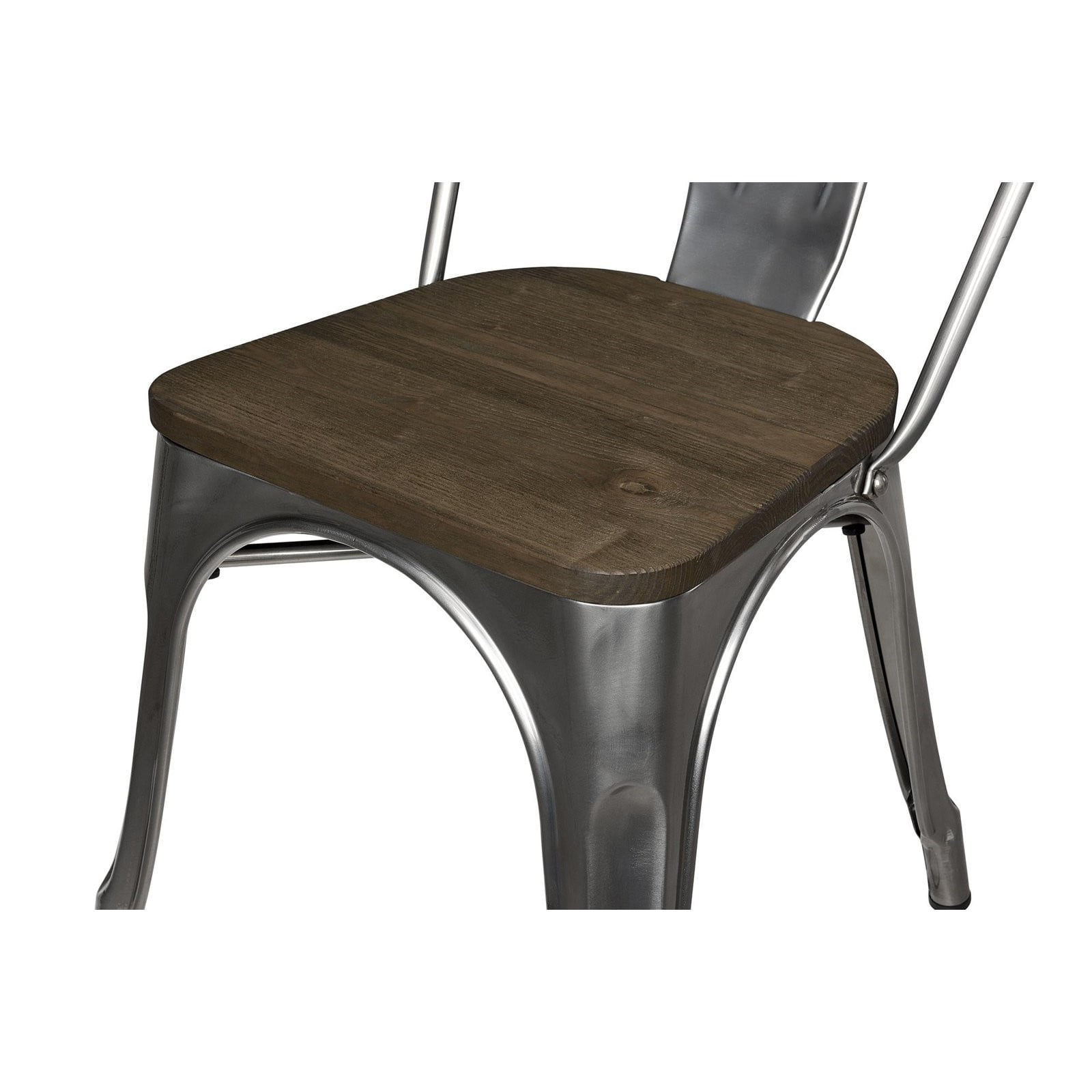 Dhp Fusion Metal Dining Chair With Wood Seat Set Of Two Antique Gunmetal Walmart Com Walmart Com