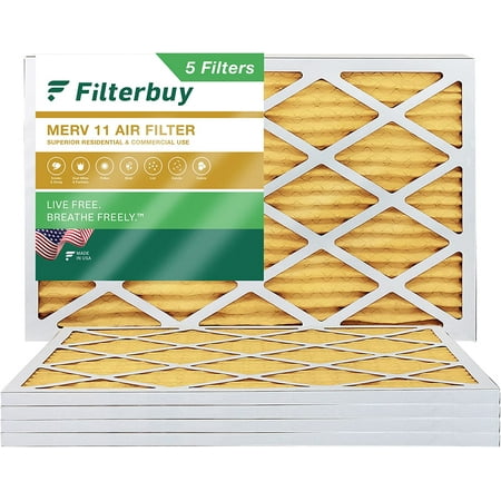

Filterbuy 13x21.5x1 MERV 11 Pleated HVAC AC Furnace Air Filters (5-Pack)