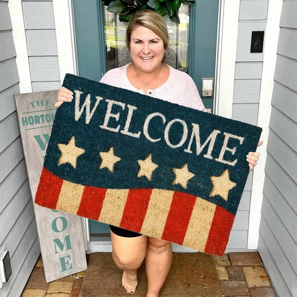 Independence Day 4th of July Patriotic Door Mat Stars and Stripes Welcome Door Mats 16"x24" Outdoor Front Door Mat 4Th of July Decorations for Independence Day Office Home Kitchen Yard Decor