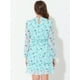 thumbnail image 4 of Vestido de gasa de manga larga con dobladillo con volantes y cuello alzado floral para mujer Azul claro L, 4 of 5