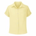 thumbnail image 2 of EnJoCho Toddler Girl Short Sleeve Shirt Girls Linen Shirt Button Down Short Sleeve Cotton Shirts Teen Girl Summer Hawaiian Top Fashion, 2 of 4