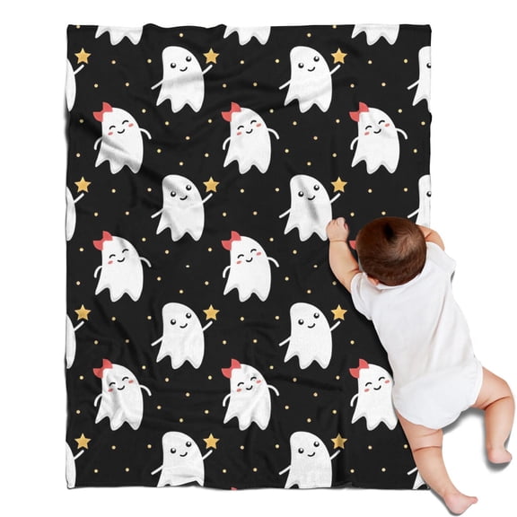 Halloween Cute Ghosts Pattern Blanket,Comfortable Soft Flannel Throw Blanket,All Season,Warm Lightweight Blankets for Sofa Bed Couch Living Room Chair,30"x40"