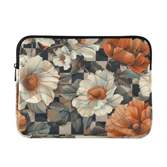 FORMRS 13"-13.3" Laptop Sleeve Protective Case Soft Carrying Quilted Computer Bag Cover, Gray Floral Pattern