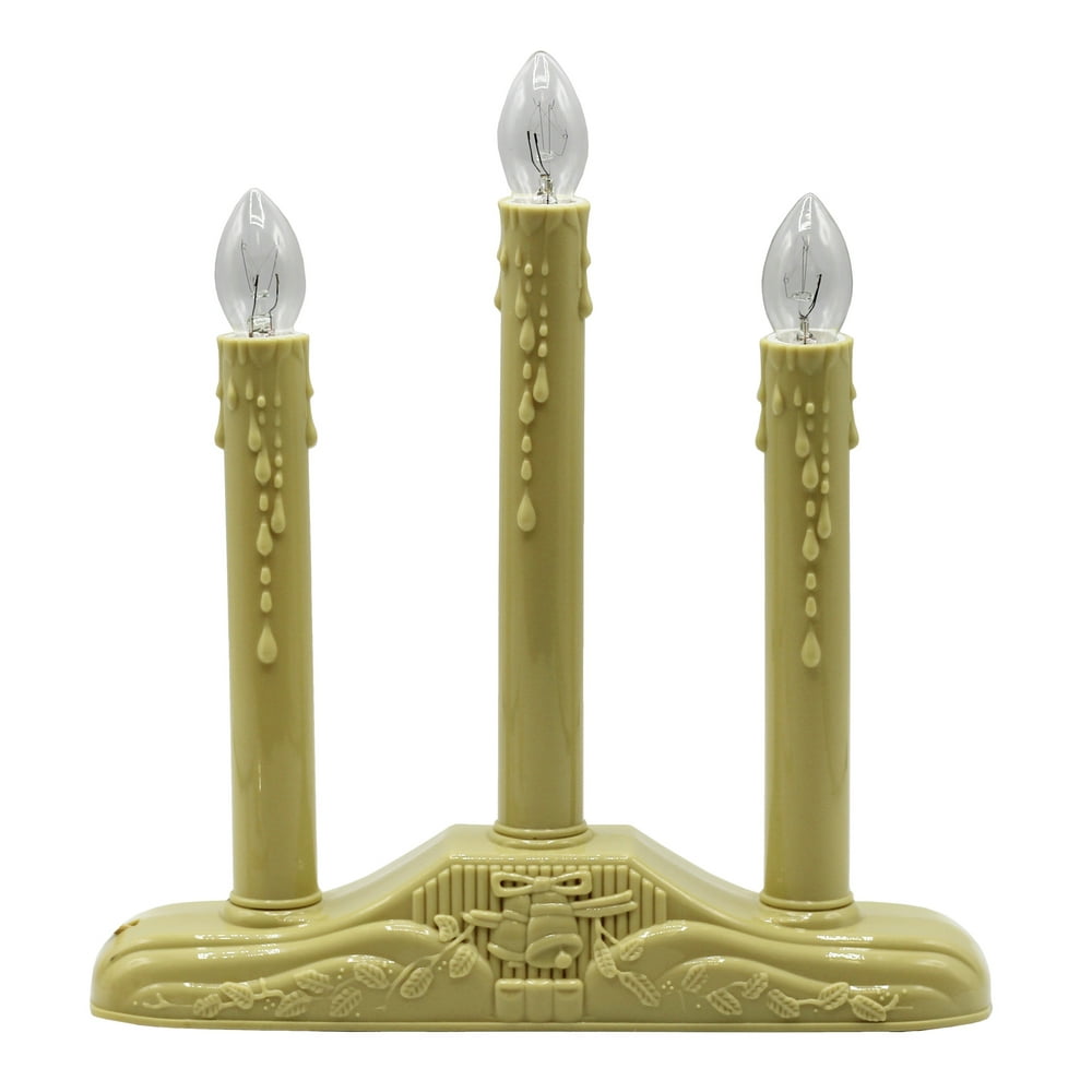 3 Light Electric Candolier Indoor Christmas Candle Lamp, Ivory Plastic