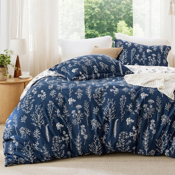 Juego de edredón Bedsure Queen Navy con 1 edredón y 2 fundas de almohada