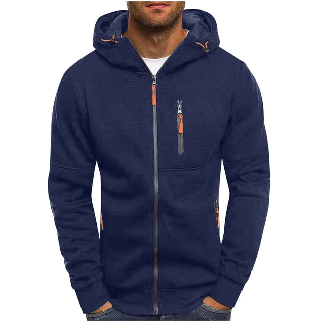 DPTALR Hommes Décontracté Uni Sport Mise en Forme Chandail Cardigan à Capuche Manches Longues Fermeture Éclair Chandail Veste
