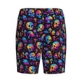 thumbnail image 2 of Lsque rainbow color Skull mushroom Mens Sleep Pajama Shorts,Short Pajama Pants, Cotton Ultra-Soft Knit-Large, 2 of 9