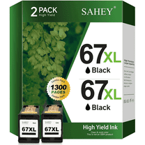 67XL Black Ink Cartridges Compatible for HP 67 Printer Ink for DeskJet 2700 2700e 2752 2752e 2755 2755e Envy 6000 6055 6055e Envy Pro 6455 6458(2Black)