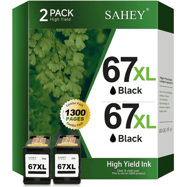 67XL Black Ink Cartridges Compatible for HP 67 Printer Ink for DeskJet 2700 2700e 2752 2752e 2755 2755e Envy 6000 6055 6055e Envy Pro 6455 6458(2Black)