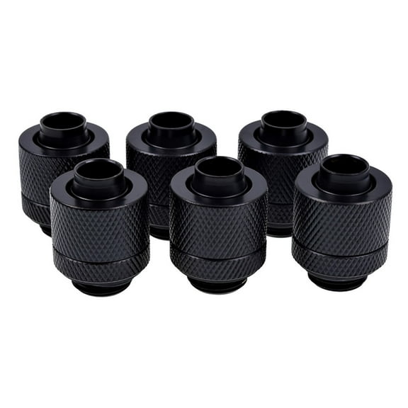 Alphacool Eiszapfen G1/4" to 10mm ID, 13mm OD Compression Fitting for Soft Tubing, Deep Black, 6-pack