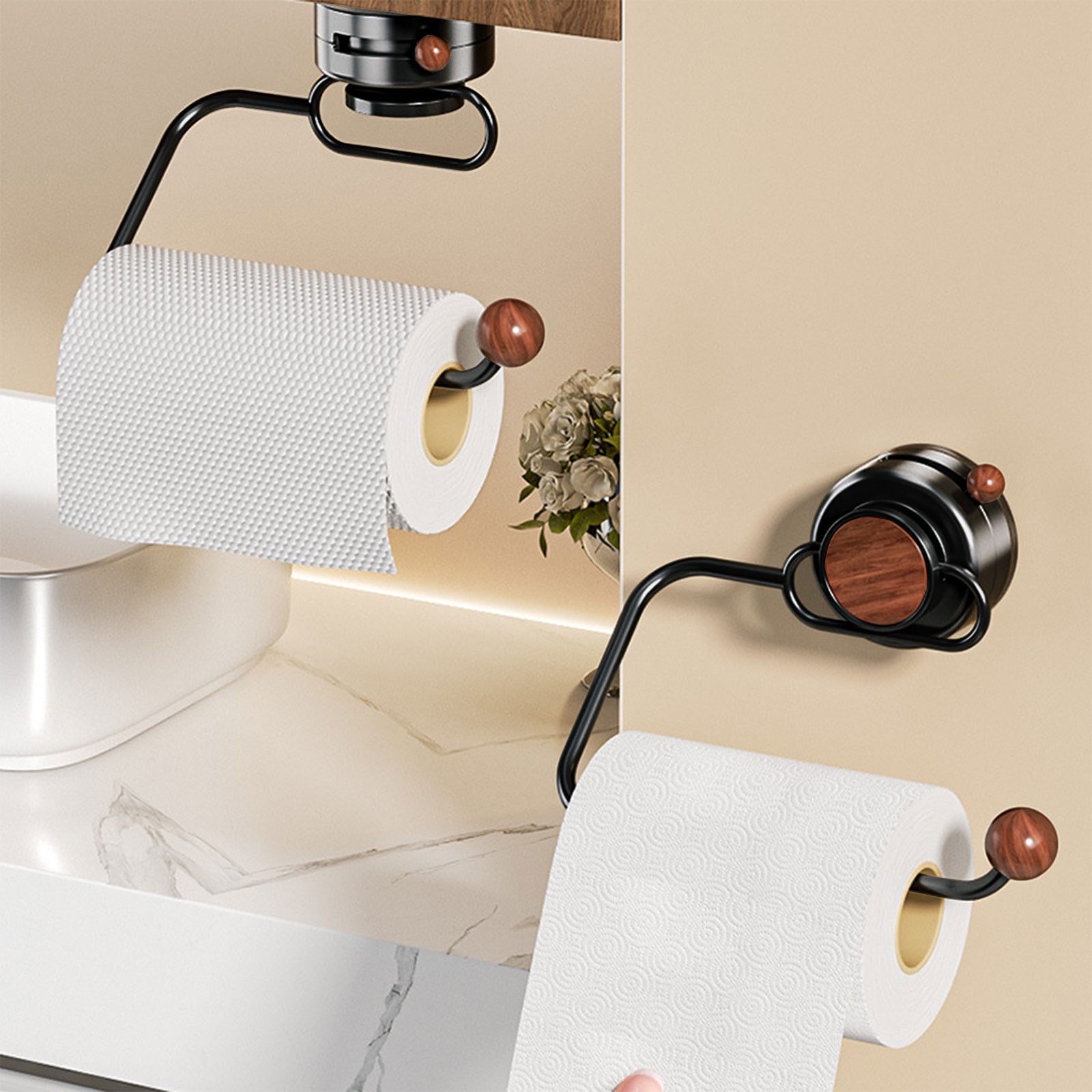 JilgTeok 5 Packs Vintage Toilet Paper Roll Rack Wall Mounted 180 Degree Rotation Easy Use Suction Cup Paper Towel Holder for Bathroom Kitchen Washroom