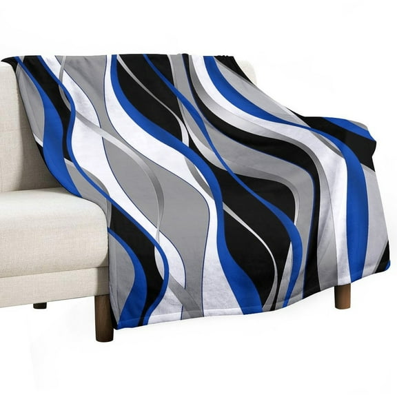 Stereo Abstract Line Gradient Flannel Blanket Lightweight Blanket for Couch Sofa Bed, Super Soft Cozy Print Warm Blanket