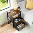 thumbnail image 5 of Table Living Room with Charging Station, Side Table with Fabric Drawer, Small Side Table with USB Ports and Outlets for Small Spaces,Brown, 5 of 15