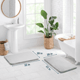 thumbnail image 2 of ComfiTime 2 Piece Bathroom Rugs Set – Thick Memory Foam, Non-Slip Bath Mat, Soft Plush Velvet Top, Ultra Absorbent, Small, Large & Long Rugs for Bathroom Floor, Soft Gray, 20*32, 2PCS, 2 of 12