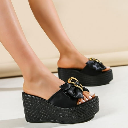 

BONIXOOM Sandals Women Comfortable Clearance Fall Slip-On Platform Casual Fashion Shoes for Women Black Size 4.5
