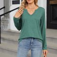 thumbnail image 3 of Scyoekwg Casual Long Sleeve Shirts for Women V-Neck Lightweight Slim Tops Vintage Loose Fashion Dressy Blouses Fall Clothes Solid Color Tops(Army Green,S), 3 of 6