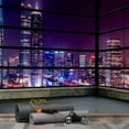 thumbnail image 3 of Idea4wall 3pcs 3D Cityscape Light Night Scene Stick Wallpaper Removable Wall Murals Large Wall Stickers for Home Decoration, 72"x72", 3 of 5