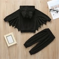 thumbnail image 4 of Xudanell Toddler Halloween Clothes Bat Graphic Hoodies Long Sleeve Hooded Tops Zipper Set Kids Clothes Black 3-4 Years, 4 of 9