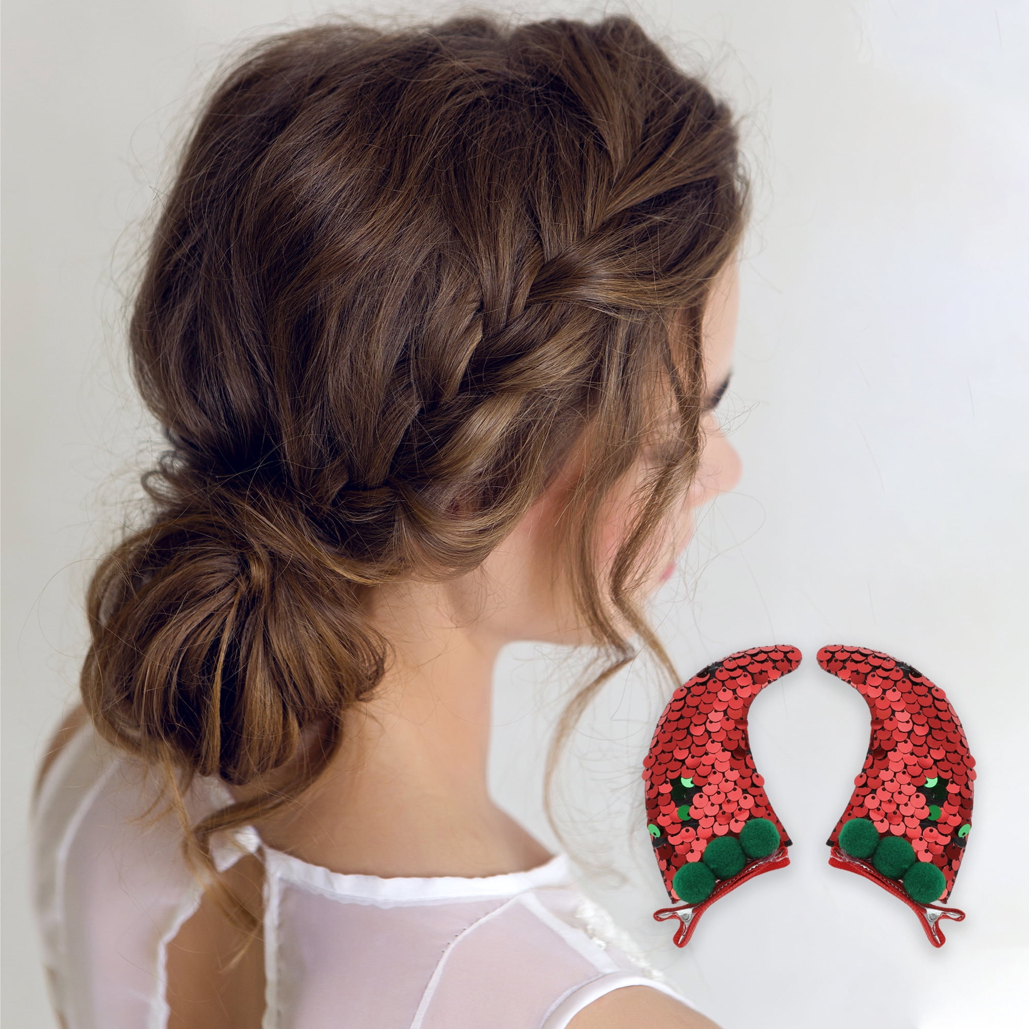 NOMADIC NOOK Christmas Hair Clips 8 Pcs Red Green Deer Antlers Santa Hat