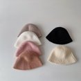 thumbnail image 3 of Gorro de pescador cálido de felpa para niños, estilo universitario de invierno, tablero de luz con personalidad, gorro de lavabo con borde grande y cúpula para bebé, marea, 3 of 5