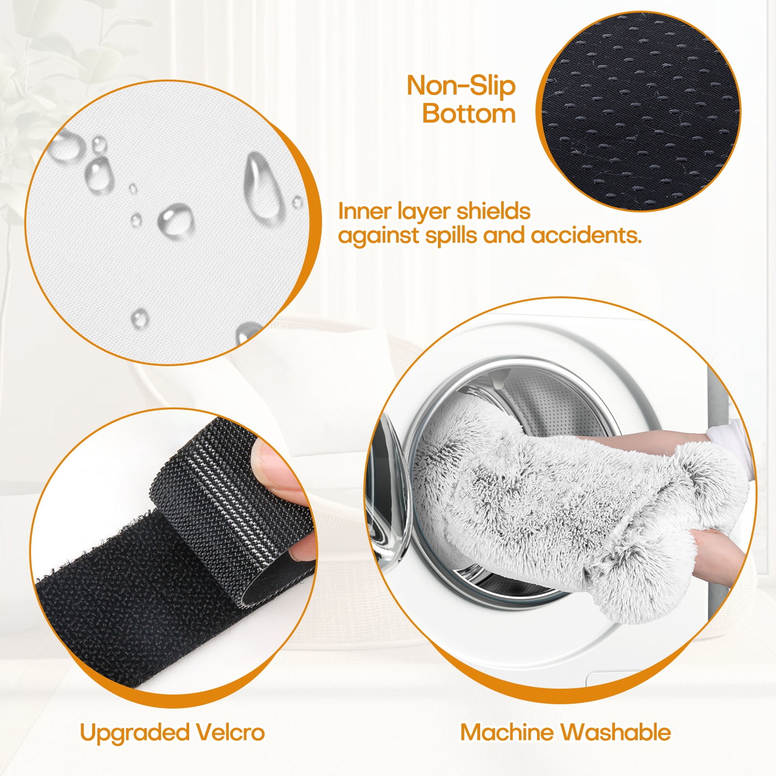 Sennaux Calming Dog Bed for Medium Sized Dogs Cats, Cozy Soft Plush Pet Bed Washable,L, Gray