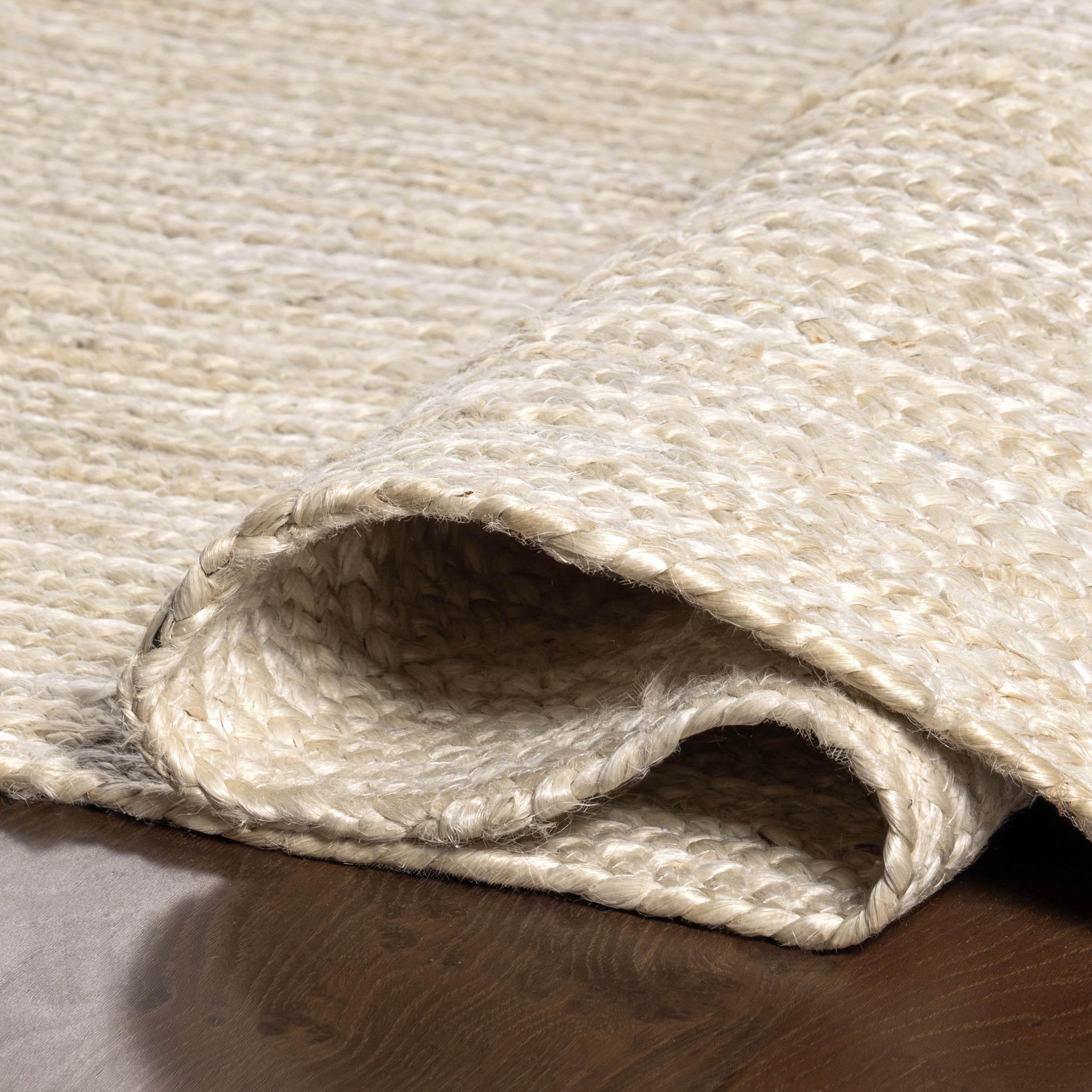 nuLOOM Rigo Hand Woven Farmhouse Jute Area Rug, Oval 5' x 8', Off-white