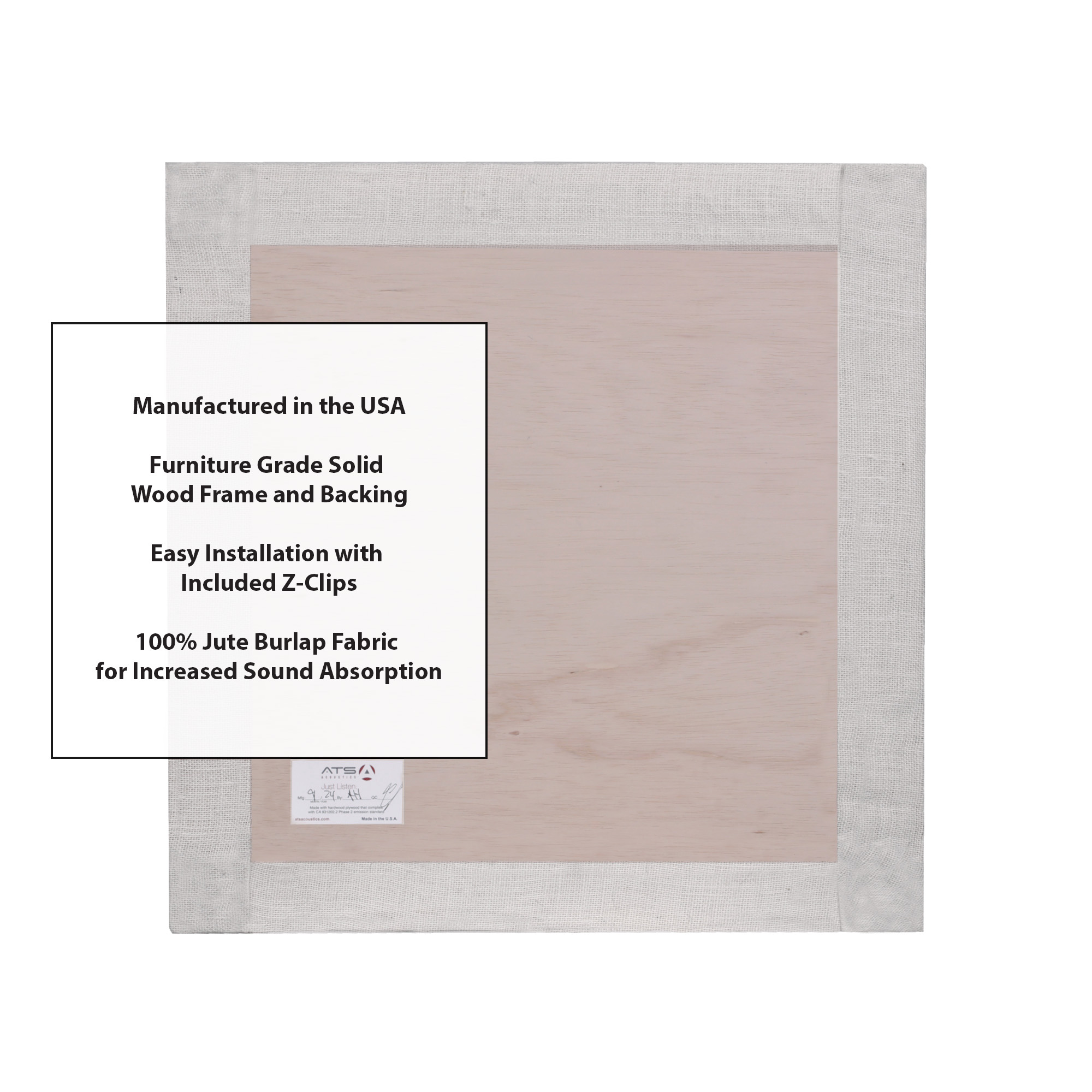 ATS Acoustics Sound Absorbing Acoustic Panel 24" x 24" x 4" Beveled Edge (Ivory)