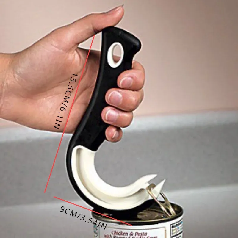 Portable J-Shaped Easy Grip Tin Openers Kitchen Non-Slip Jar Opener Lid Opening Tools Ring Pull Can Opener Multifunctional