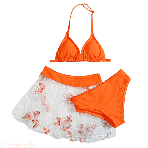 JTieacloth Girls Swimwear Two Piece Bikini Set With Ruffle Skirt Fashionable Swim Suit For Toddler And Big Kid Summer Beach Pool Party,Sizes 7-8 Years